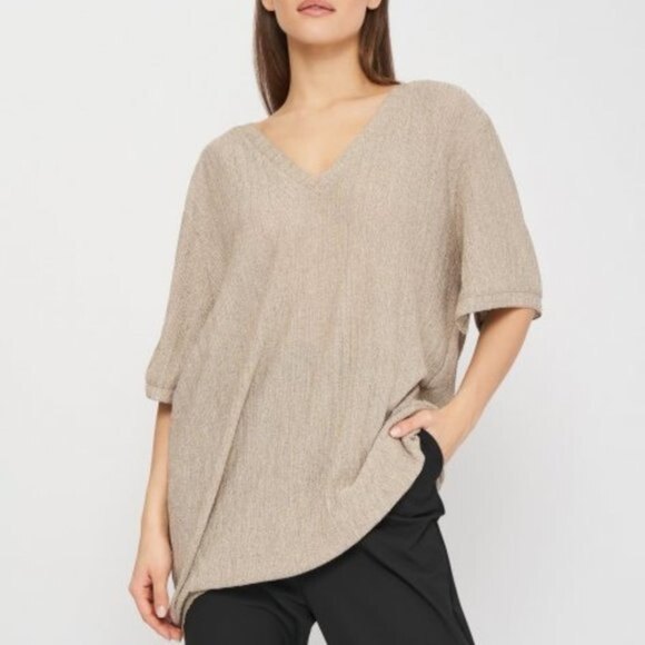 Zara Textured V-Neck Short Sleeve Oversized Top (NWT) - Picture 5 of 5
